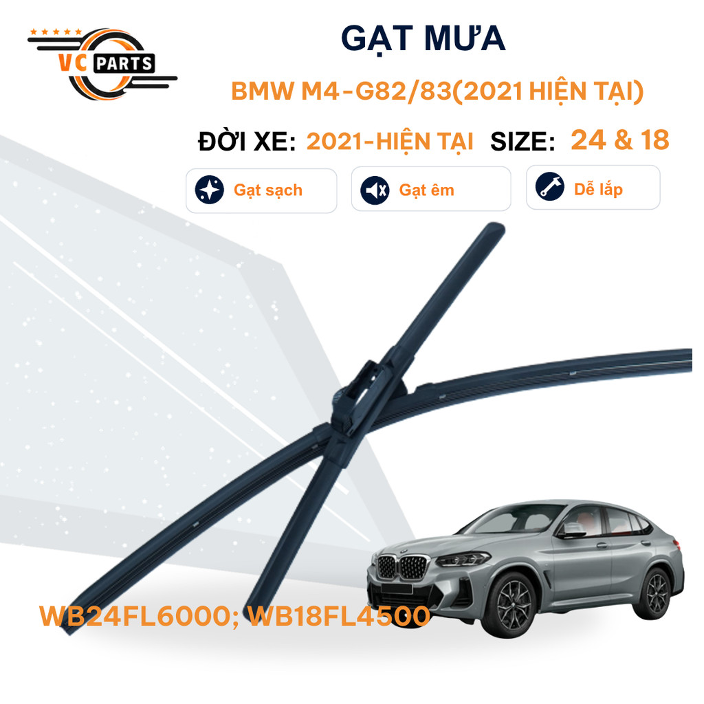 Gạt Mưa Thân Mềm Schaeffler Kích Thước 24 Inch & 18 Inch Cho BMW M4-G82/83 2021 PRESENT