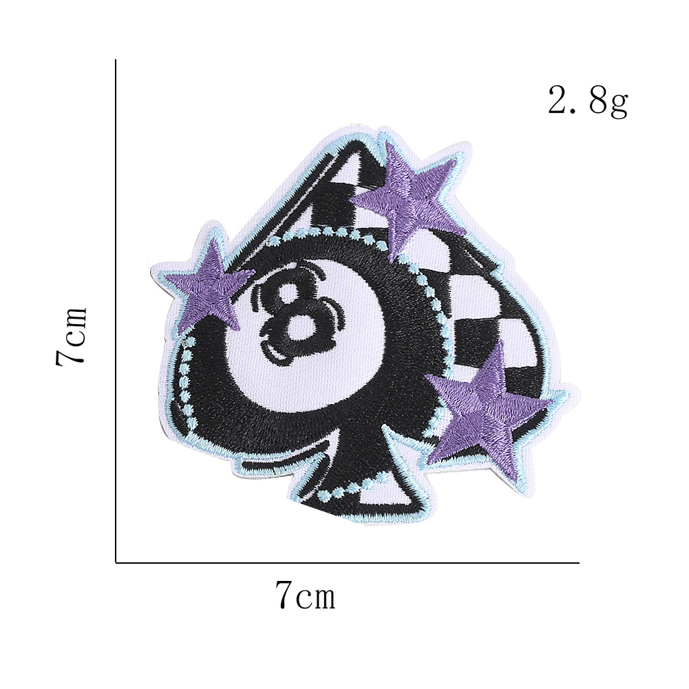 Spade Eight Ball Star thêu Patch Trang trí chủ đề trò chơi