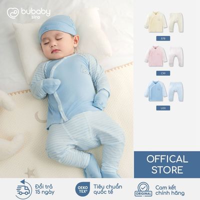 BU Baby Bộ dài tay cài chéo Little Pubby vải Siro - N | Quần áo cao cấp mềm mịn | IVS110803
