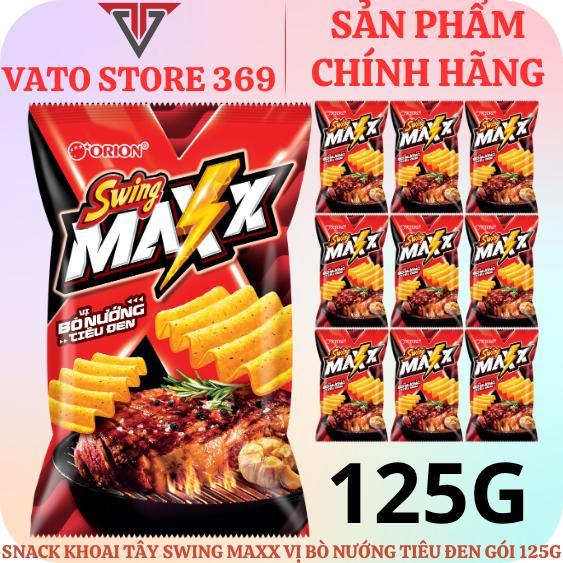 Bánh snack khoai tây SWING maxx vị bò nướng tiêu đen gói 125g