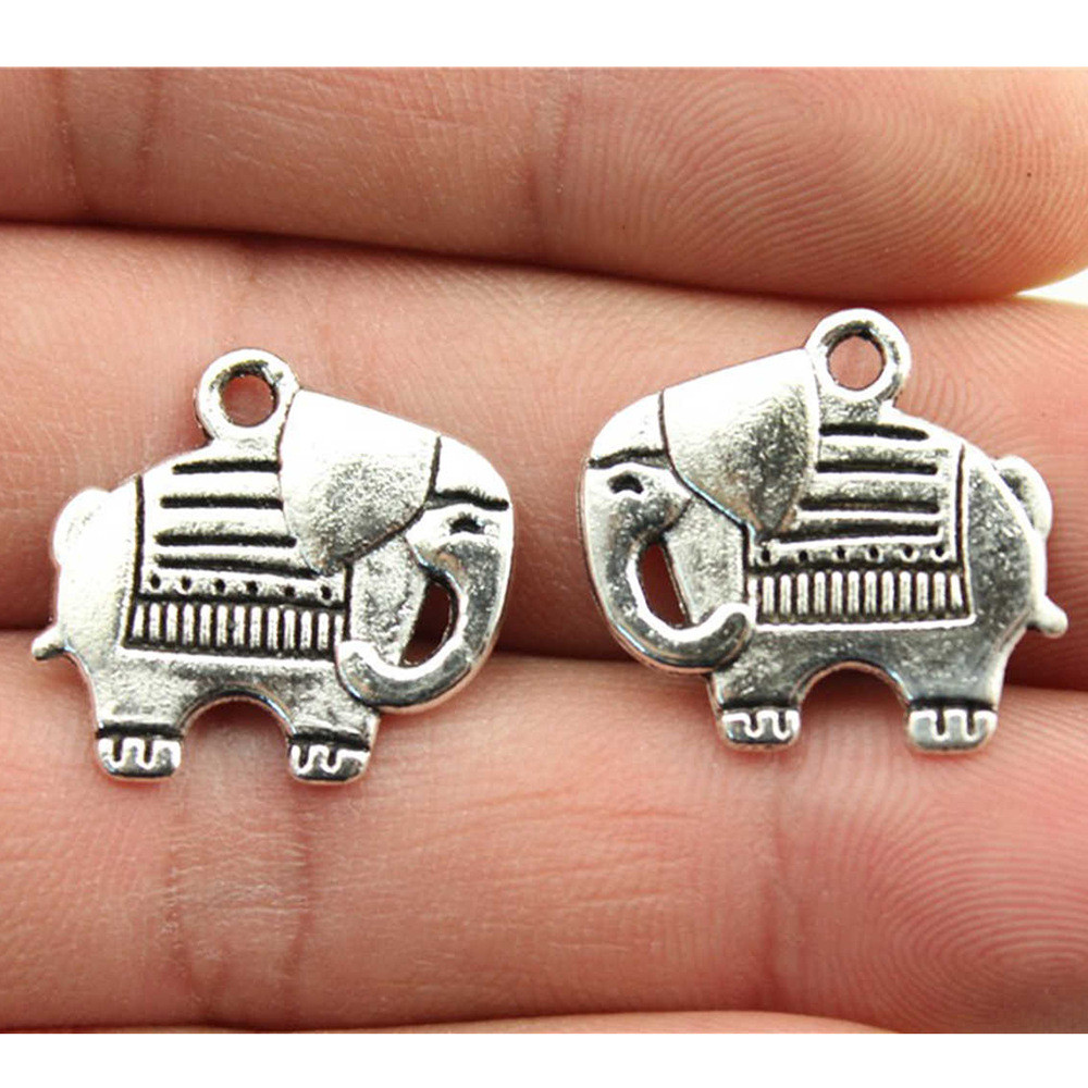 WYSIWYG 10 Chiếc 19X20 Mm Cổ Màu Bạc Voi Quyến Rũ Mặt Dây Chuyền Cho DIY Trang Sức Làm Đồ Trang Sức 