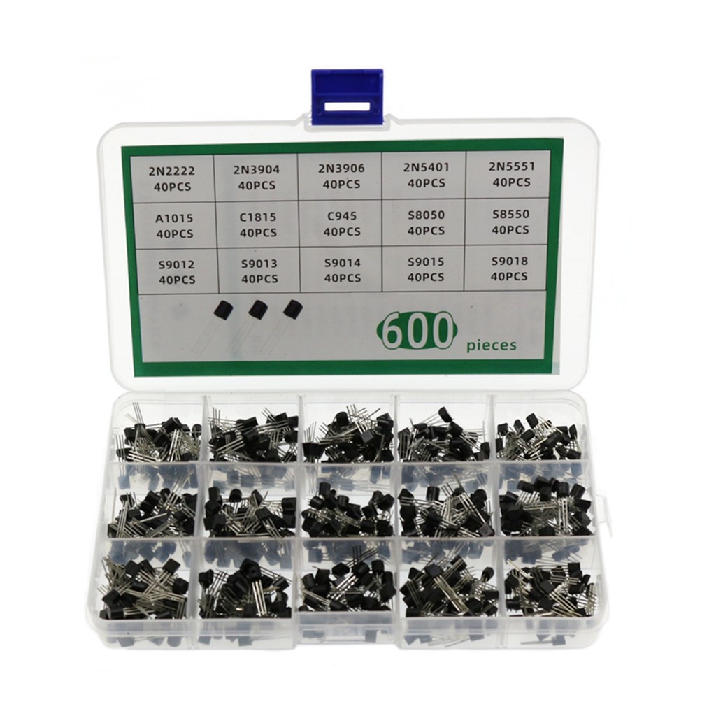 Bộ 600 CHIẾC TO-92 Transistor 15 Loại Giá Trị Bộ 2N222 / 2N3904 / 2N3906 / 2N5401 / 2N5551 / A1015 /