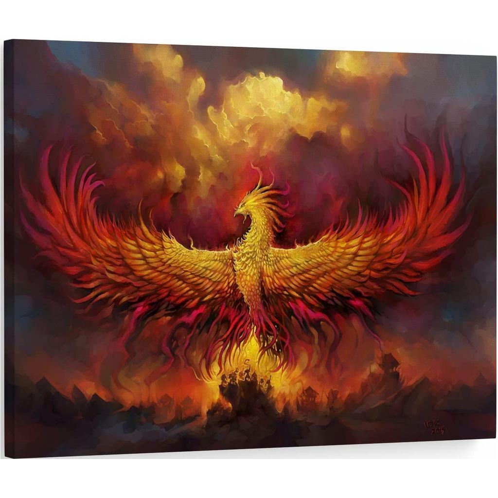 Phoenix Wall Art Phoenix Rising From the Ashes of Flame Canvas Wall Art Poster In Hình Chim Phượng H