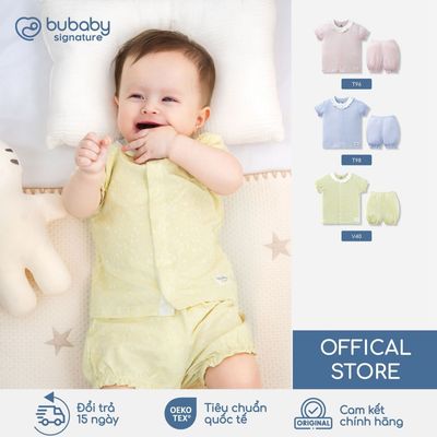 BU Baby Bộ cộc tay Signature - N bèo cổ bé gái, bộ đồ bé gái | Quần áo cao cấp mềm mịn | SVS1302BC