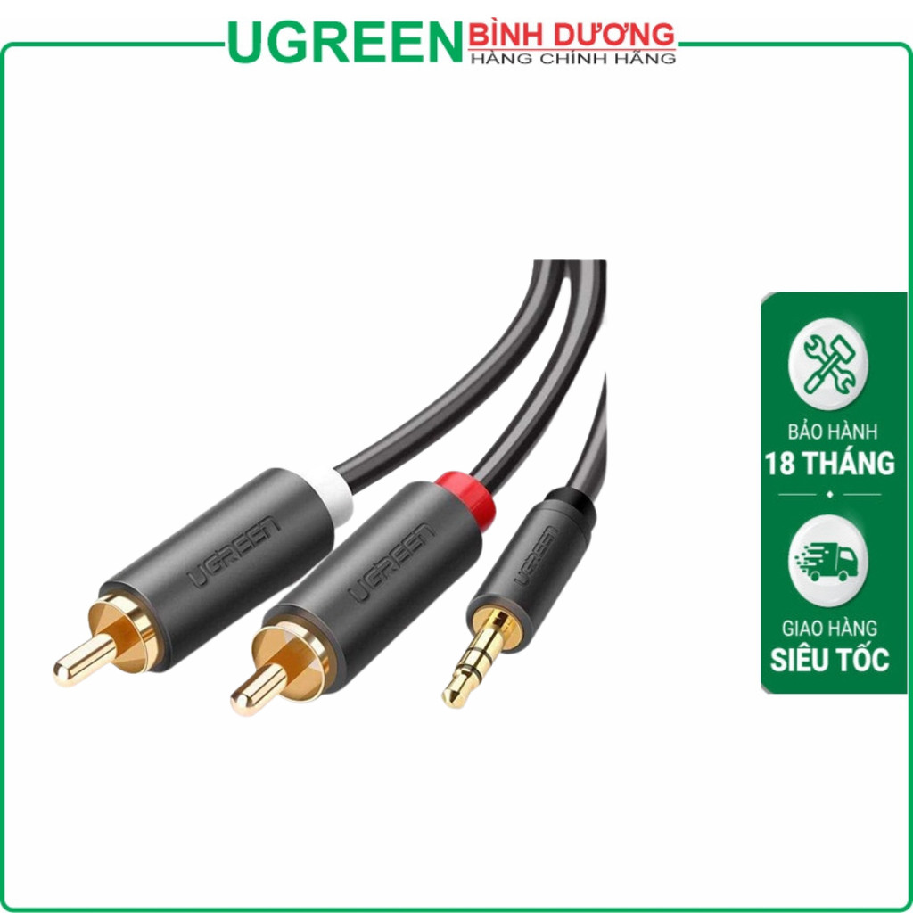 Cáp Audio 3.5 ra 2 bông sen 2RCA dài 1.5M Ugreen (10511)