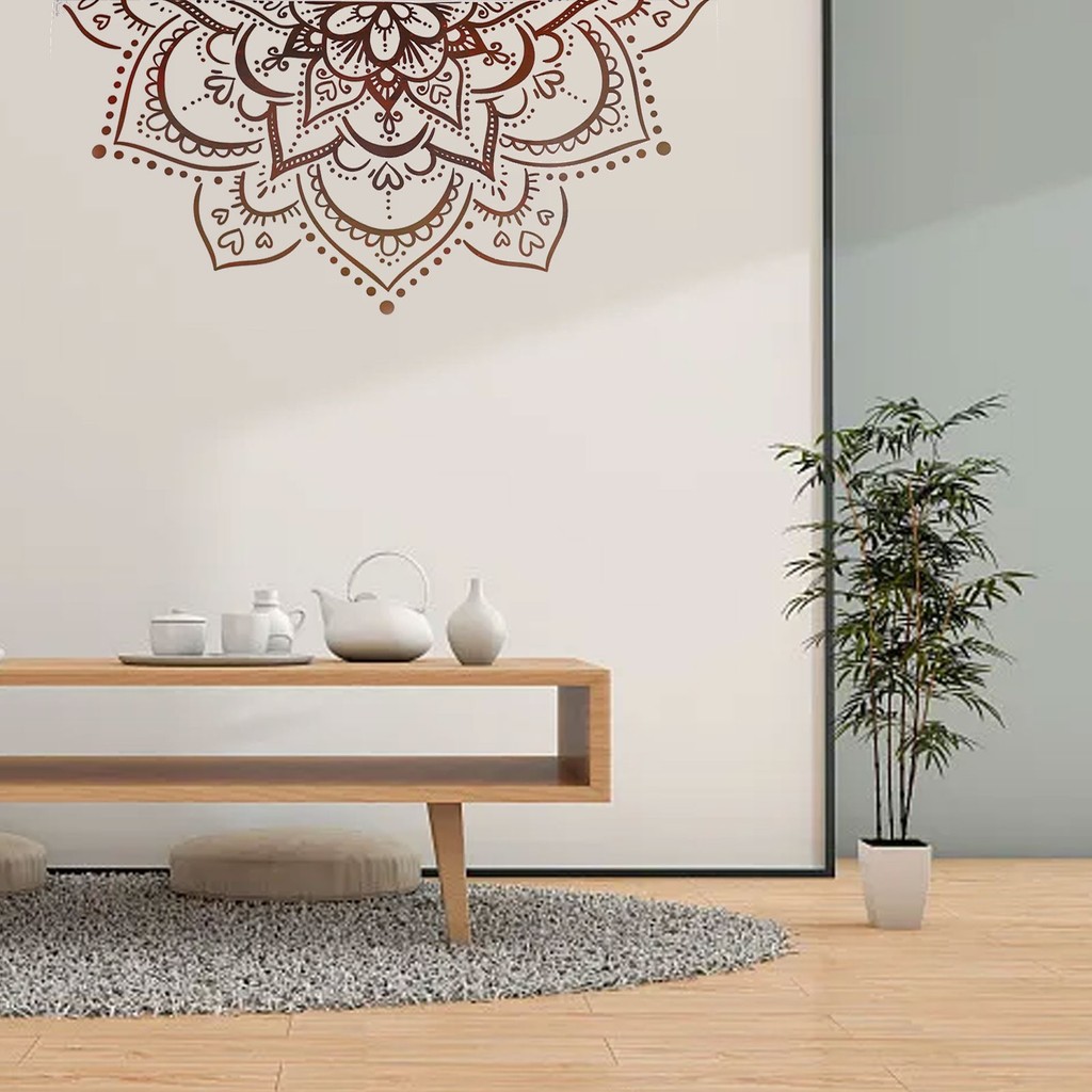 [BÁN FLASH] Nhãn dán tường hoa sen Decar Tường Mandala Đề can dán tường phòng thu Yoga-LUSH