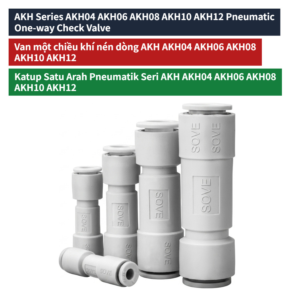 AKH Series Pneumatic Check Valve, Push-in Air Pipe One-way Valve, 4/6/8/10/12mm