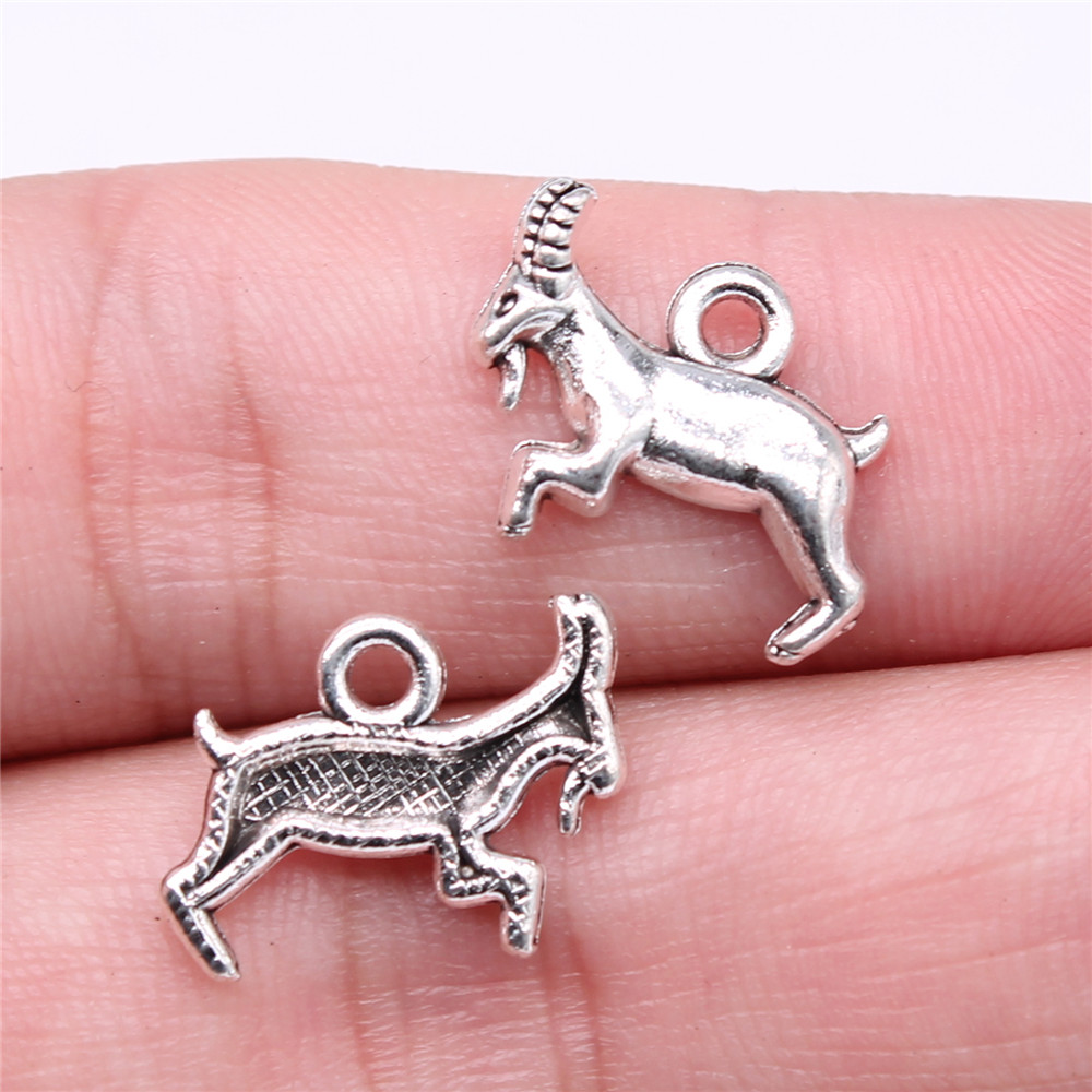10 Chiếc Quyến Rũ Billy Dê 18x12.3mm Cổ Màu Bạc Mặt Dây Chuyền Billy Dê Quyến Rũ Cho Trang Sức Làm Đ