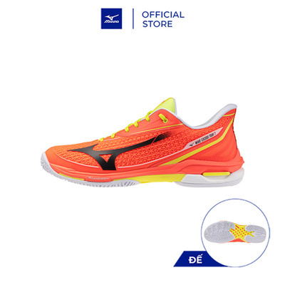 Giày Tennis Unisex WAVE EXCEED TOUR 7 AC Trắng/Cam cháy/Vàng ánh xanh - 61GA267054