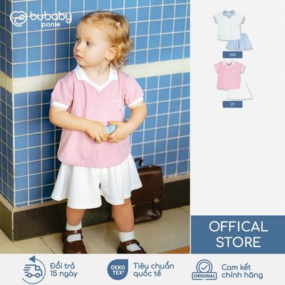 BU Baby Bộ cộc tay Polo cổ V, bộ polo trẻ em mềm mát, bộ hè I Quần áo cao cấp mềm mịn | PPN130601