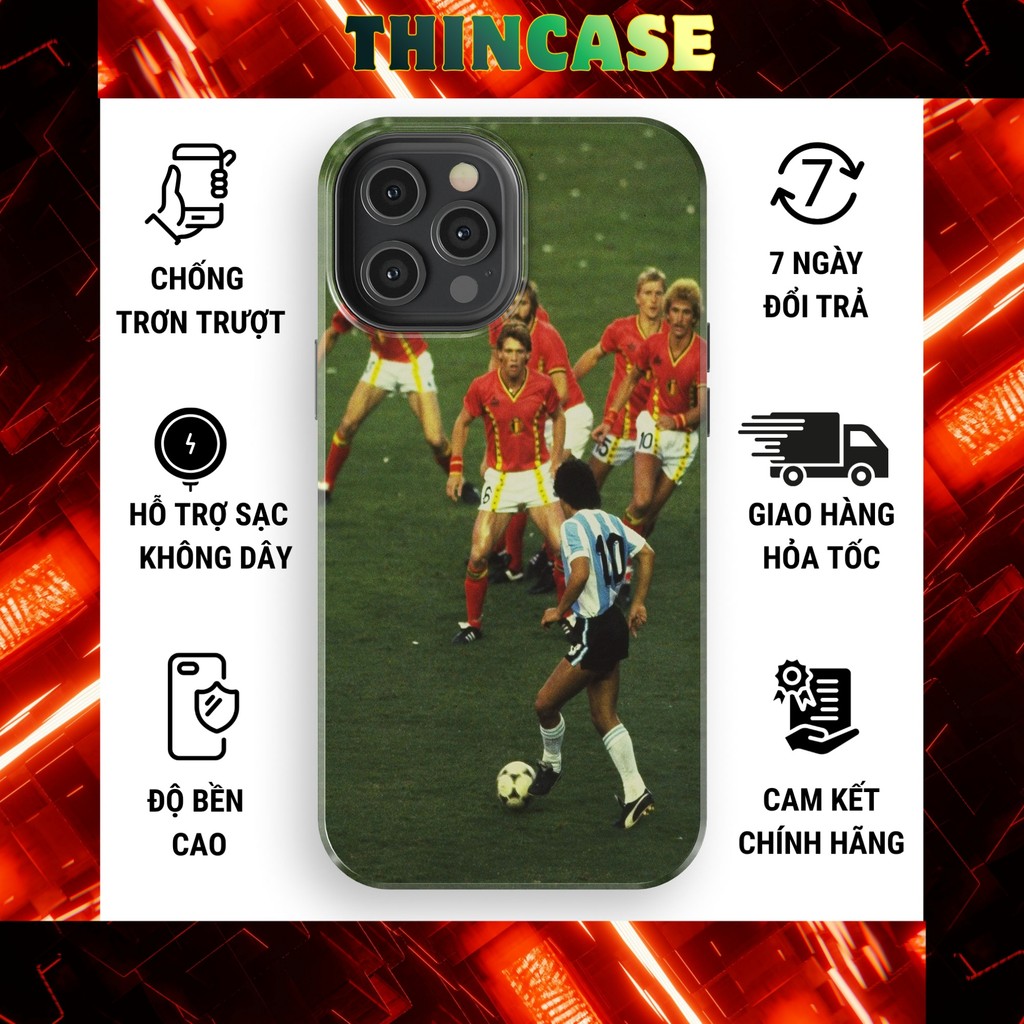 Ốp lưng iPhone Maradona vs Bỉ 1986 nhựa cứng bóng cho iphone 11-17 Pro Max Plus Xs chống sốc