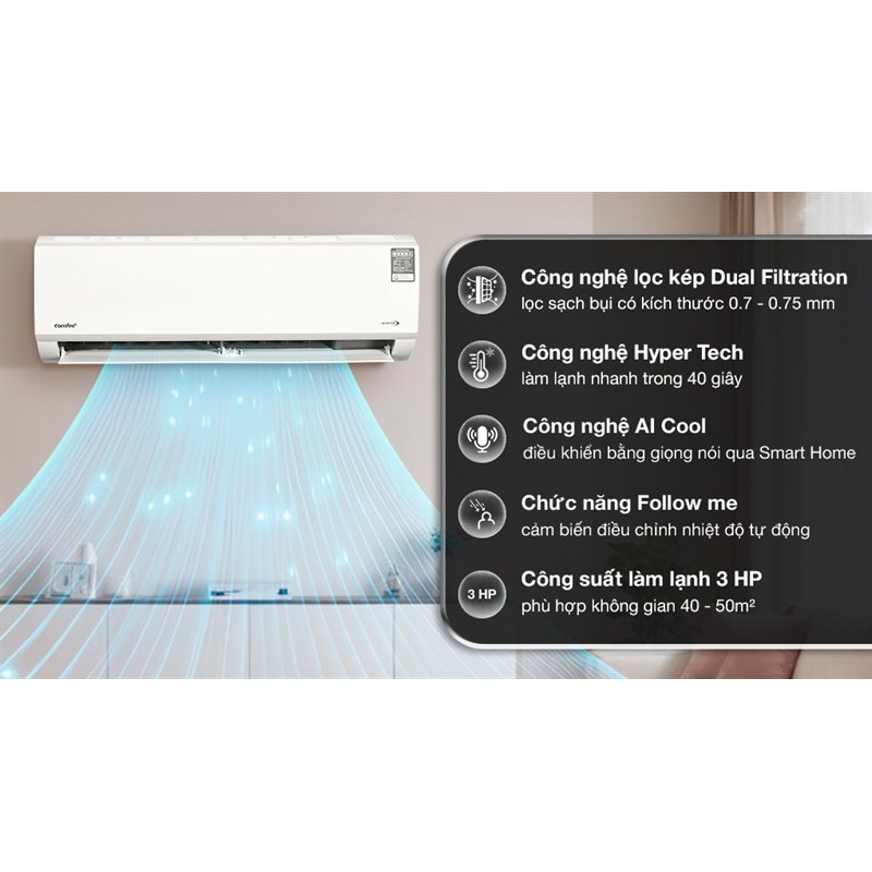 Máy lạnh Comfee Inverter 3 HP CFS-28VAFF-V 2024 - THÁI LAN Phân phối chính hãng
