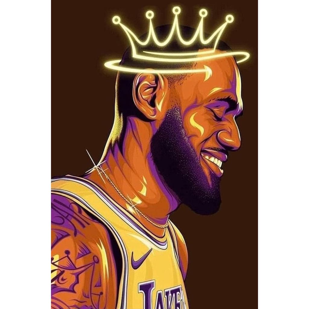 Poster Lebron James, Crowned King Lebron James Lakers Canvas Wall Art Print, Basketball Star Sports 