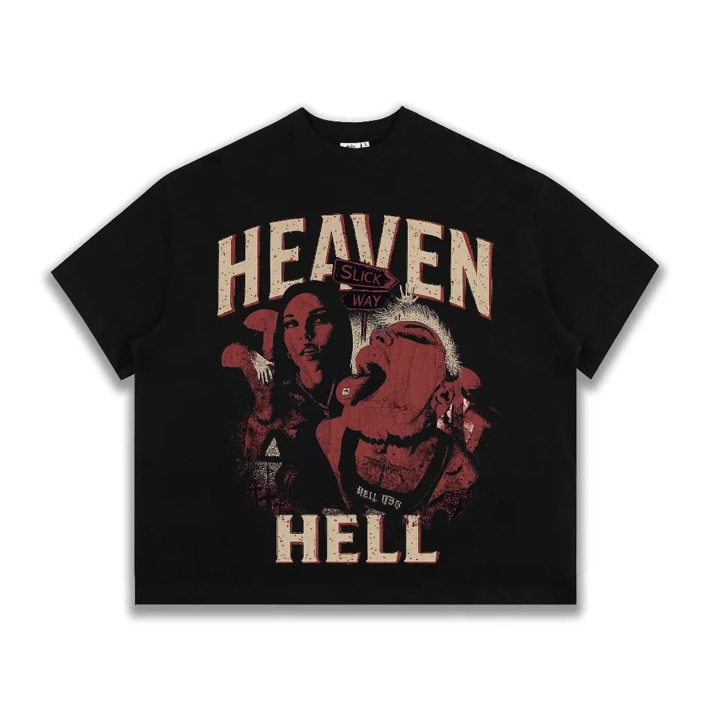 Áo Thun Form Big Boxy "HEAVEN-HELL" Cotton - Local Brand THE SLICK WAY UNISEX ENN STORE