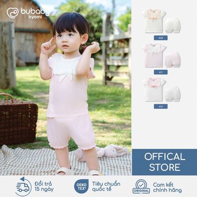 BU Baby Bộ cộc tay cài chéo nơ ngực bộ cộc tay sơ sinh | Quần áo cao cấp mềm mịn | KVS130711