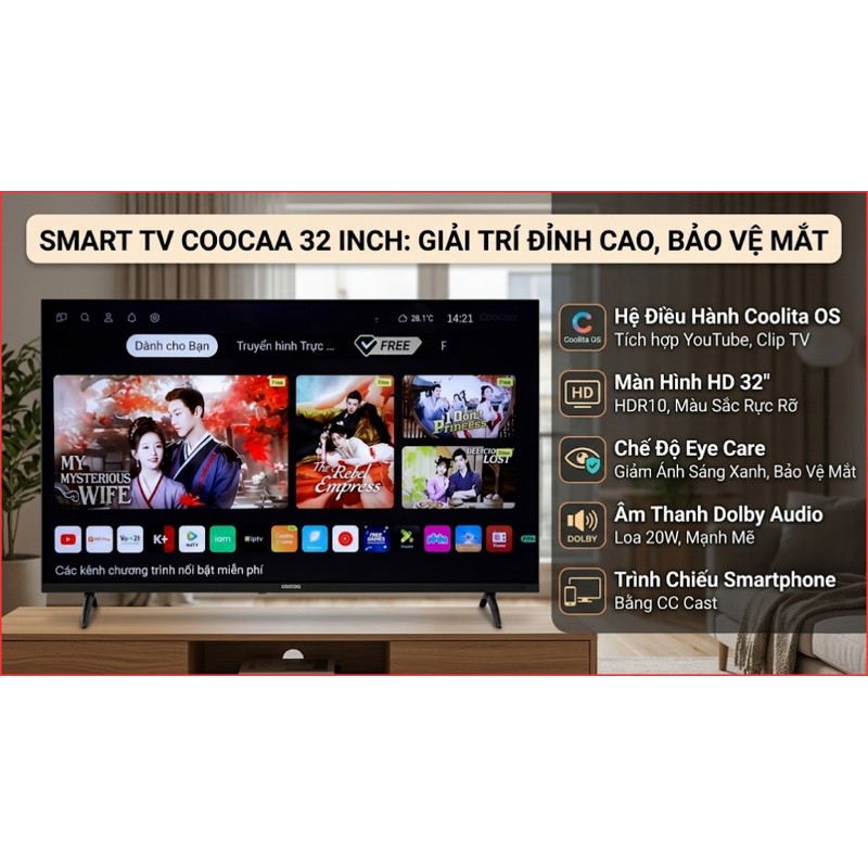 Smart Tivi Coocaa HD 32 inch 32S3U+ (VA LCD) Hãng bảo hành