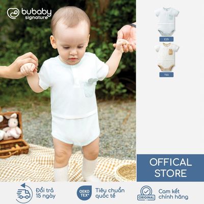 BU Baby Body chip cộc tay cổ trụ, bộ liền cộc tay, body em bé | Quần áo cao cấp mềm mịn | SBB230300