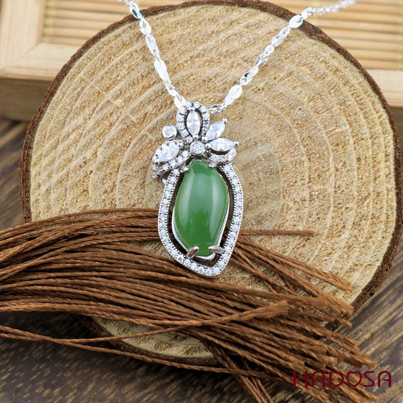 Mặt dây chuyền Ngọc Bích Canada 8*16mm Đá Tự Nhiên Đẹp Sang Bền Màu HADOSA