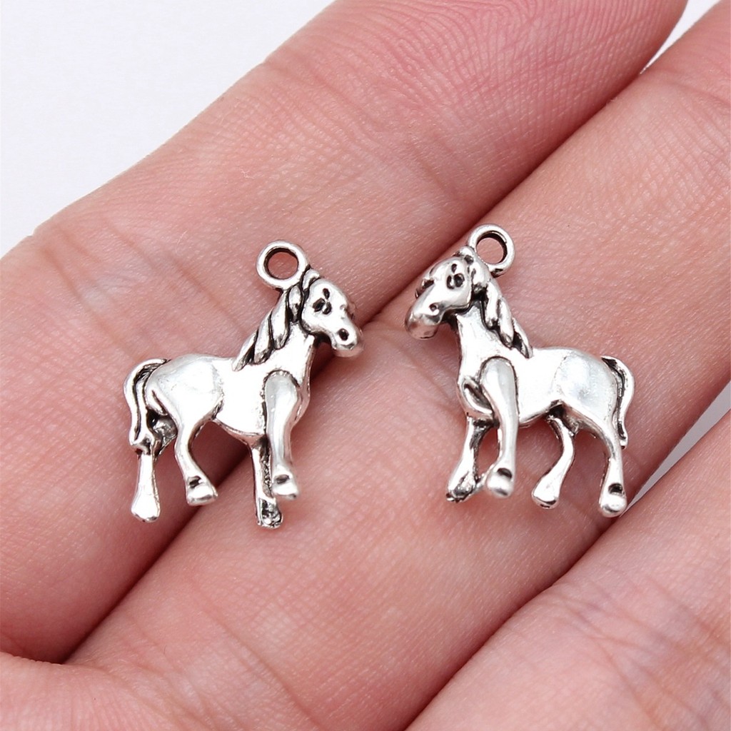 WYSIWYG 20 Chiếc 17X15 Mm Cổ Màu Bạc Ngựa Nhỏ Quyến Rũ Ngựa Quyến Rũ Mặt Dây Chuyền Cho DIY Trang Sứ