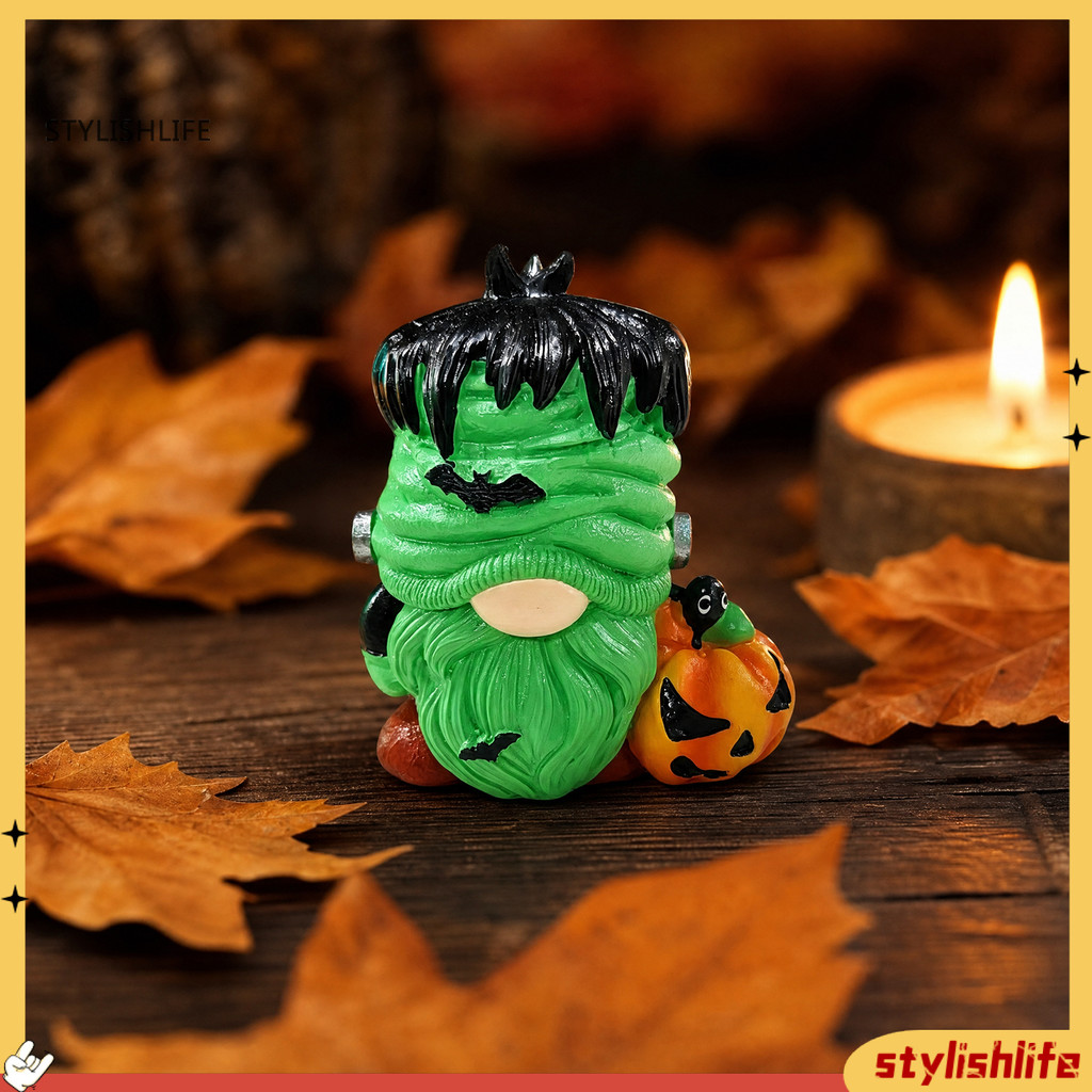 Stylishlife Halloween Gnome Tượng, Tượng Gnome Bí Ngô Nhựa Nhỏ, Phù Thủy Gnome Trang Trí Cho Gia Đìn