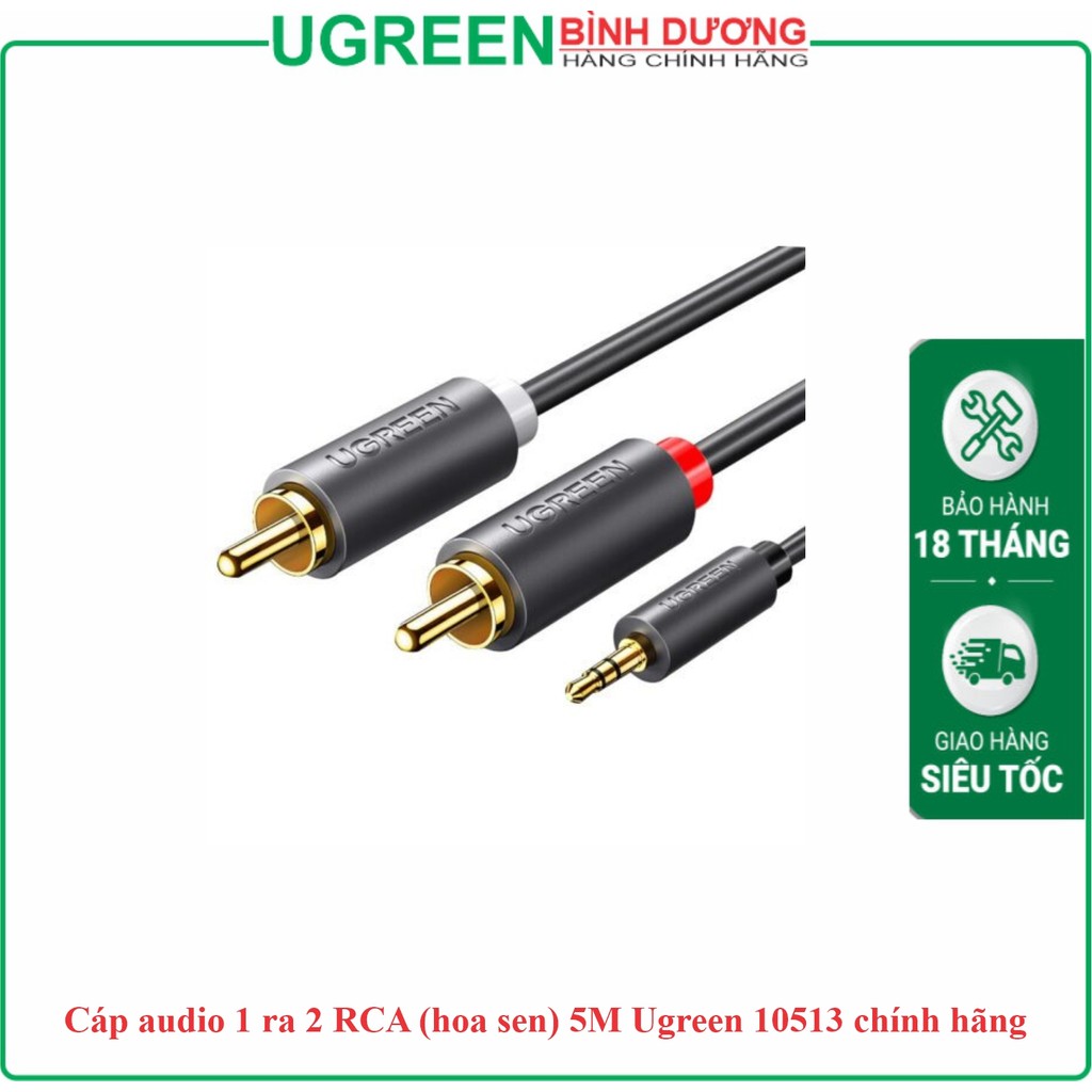 Cáp Audio 3.5 ra 2 bông sen 2RCA dài 5M Ugreen (10513)