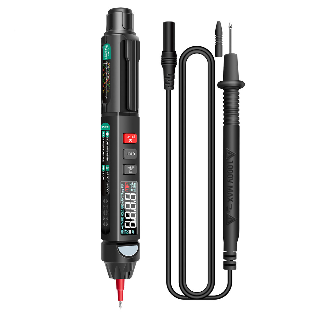 ANENG A3008 Đồng hồ vạn năng bút 6000 Đếm Máy đo kỹ thuật số với màn hình LCD Đèn pin đèn nền NCV Tự