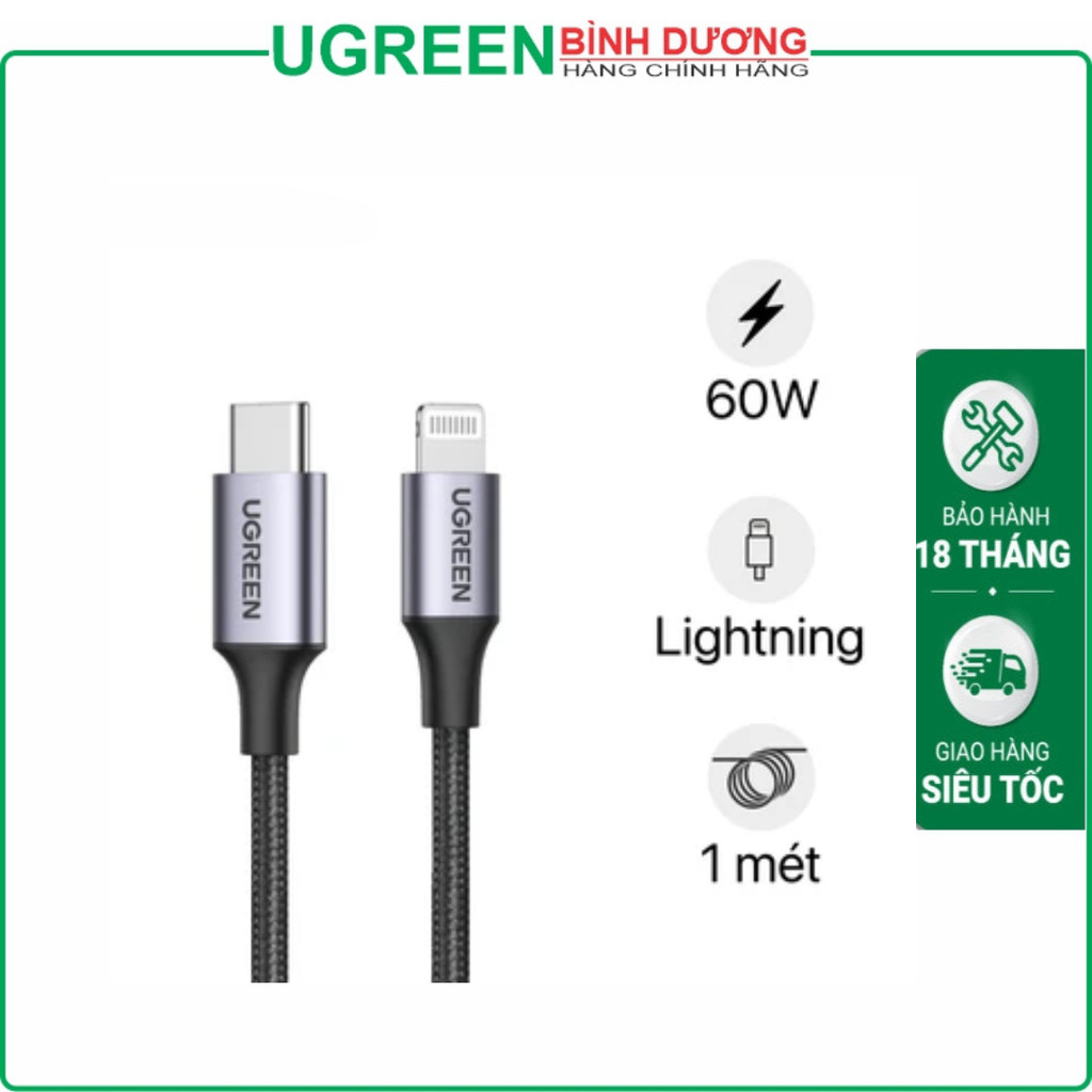 Cáp sạc Iphone Type-c To lightning (Type-c to Iphone) có chip MFi Ugreen (60759)