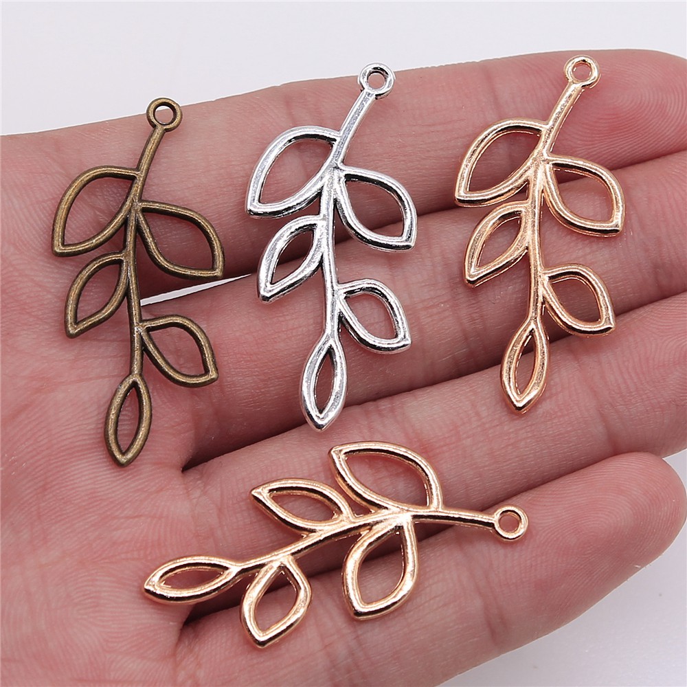 WYSIWYG 10 Chiếc 41X20 Mm Mặt Dây Chuyền Rỗng Nhánh Lá Nhánh Quyến Rũ Mặt Dây Chuyền Trang Sức Làm N
