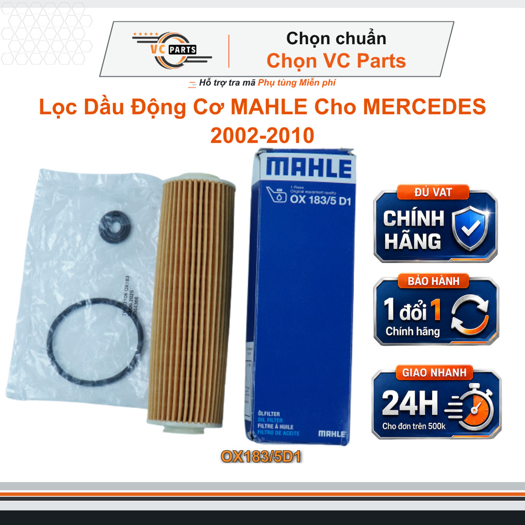 Lọc Dầu Động Cơ MAHLE Mã OX183/5D1 Cho MERCEDES C180 C200 E200 KOMPRESSOR 2002-2010