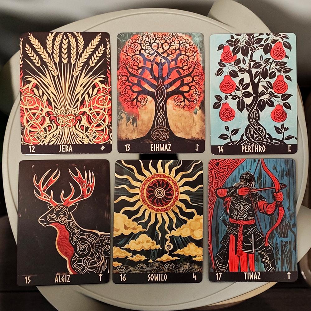 Sàn Runes Woodcut Na Uy 10.4 * 7.3cm 24 Thẻ Oracle Deck Elder Futhark Runes