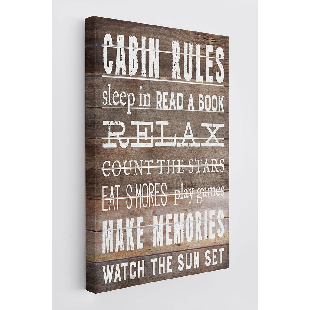 Nội Quy Cabin Ngủ Đọc Sách Thư Giãn Treo Tường Nghệ Thuật Canvas Trang Trại Cabin Chủ Đề 11x14 Inch 