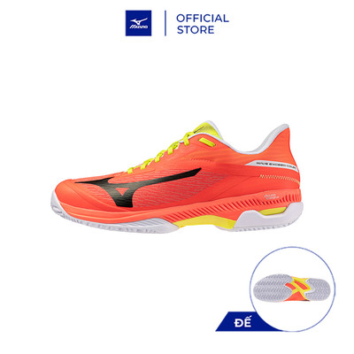 Giày Tennis Unisex WAVE EXCEED COURT PADEL Trắng/Cam cháy/Vàng ánh xanh - 61GB262254