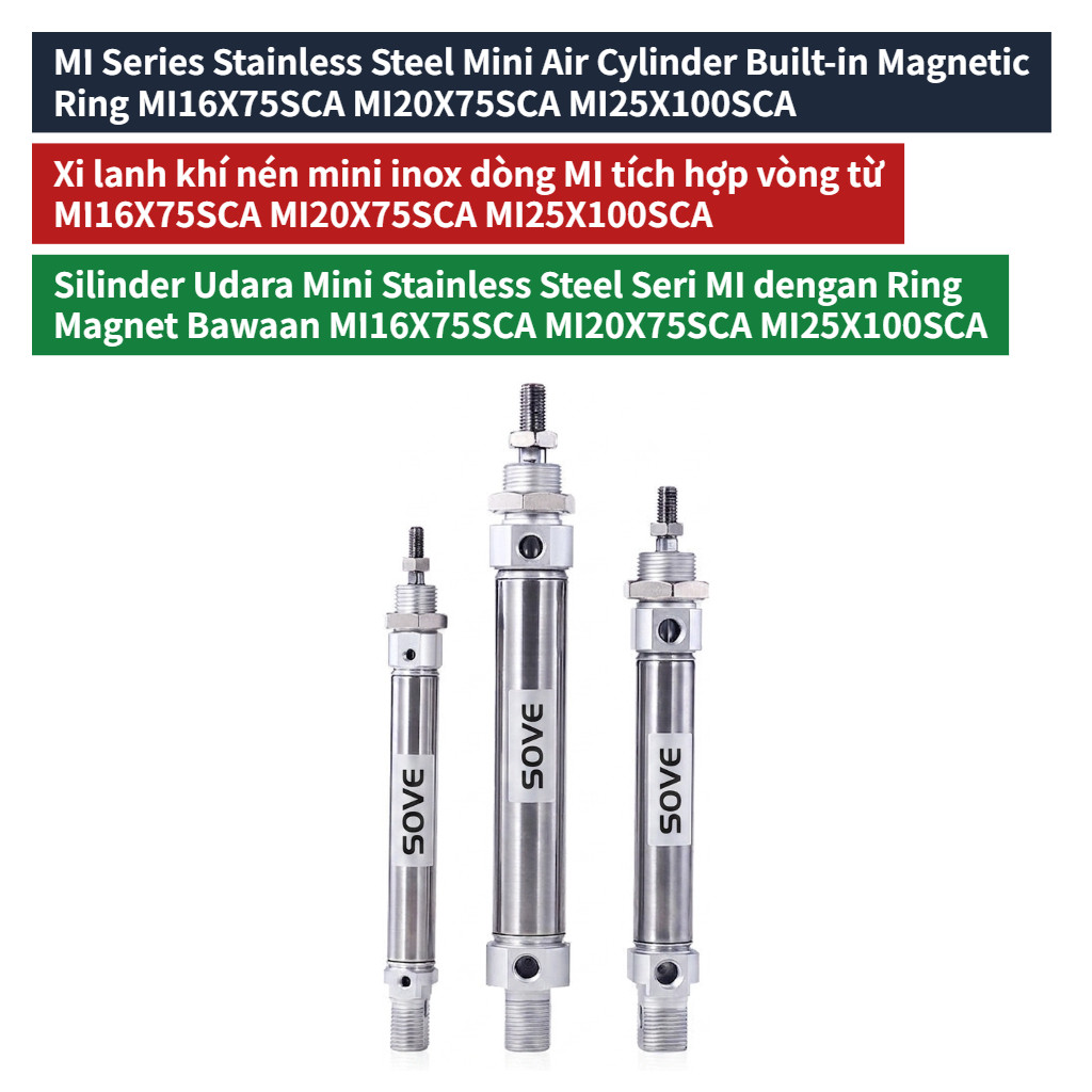 MI Mini Pneumatic Cylinder , Single Acting, Stainless Steel Piston Rod Corrosion-Resistant