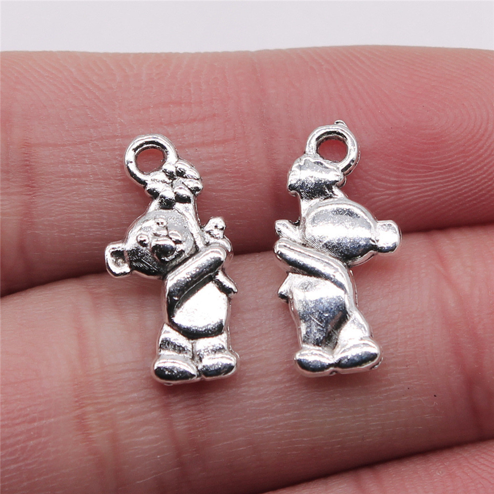 WYSIWYG 10 Chiếc 9X19 Mm Cổ Màu Bạc Gấu Nhỏ Quyến Rũ Mặt Dây Chuyền Cho DIY Trang Sức Làm Đồ Trang S