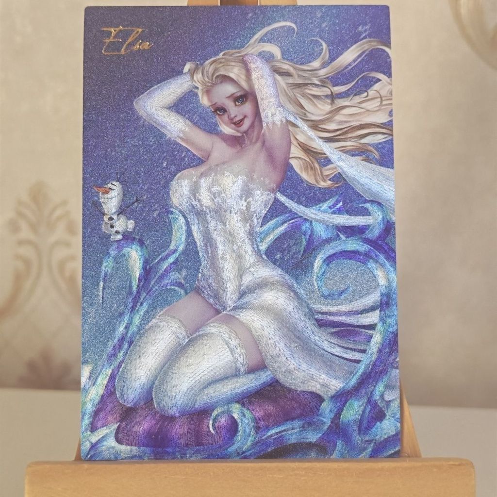 Frozen Frozen Frozen Nữ Hoàng Elsa Nửa Dày Khúc Xạ Flash Thẻ Người Nửa Dày Flash Thủ Công
