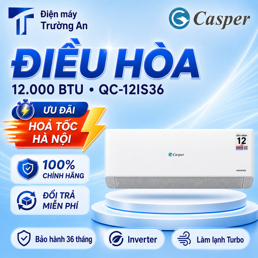 Máy lạnh Casper Inverter 1.5HP QC-12IS36