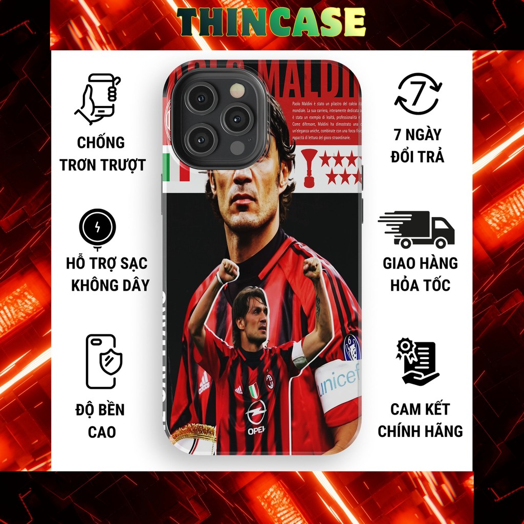 Ốp lưng iPhone Paolo Maldini AC Milan nhựa cứng bóng cho iphone 11-17 Pro Max Plus Xs chống sốc
