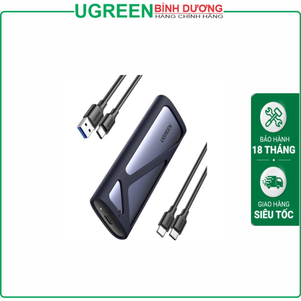 Box Gắn ổ cứng SSD M.2 hỗ trợ NVMe + Sata Max 2Tb Cáp USB Type-C Ugreen (90264)