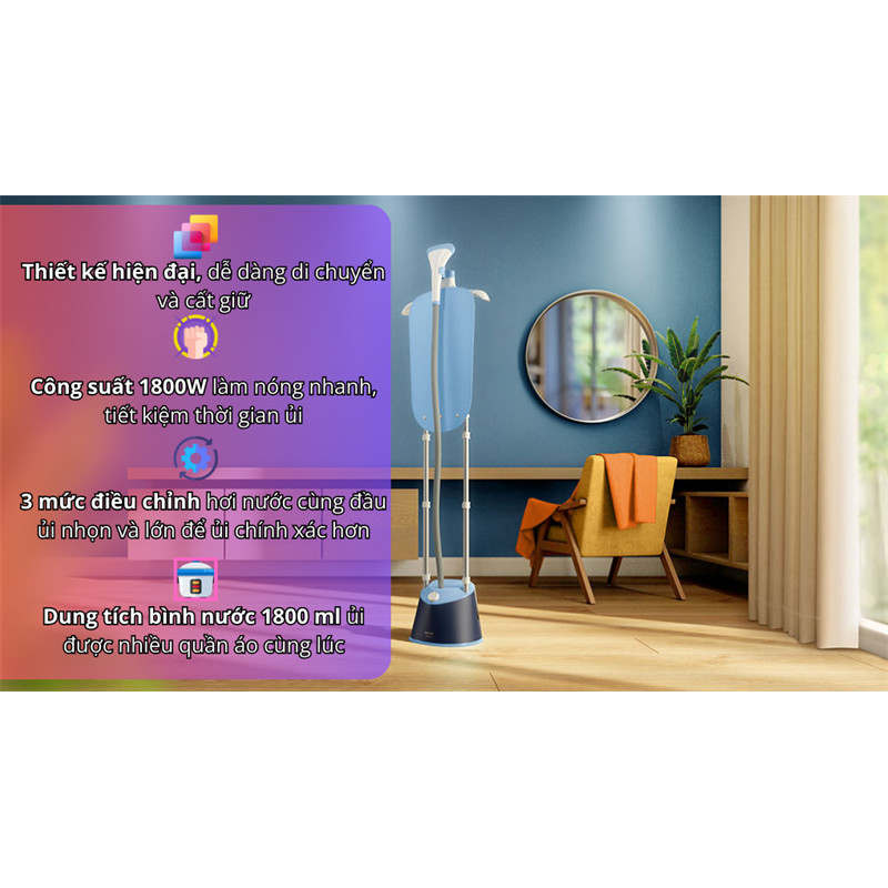 (CHÍNH HÃNG) - Bàn ủi hơi nước đứng Philips STE1030/20 2024 (LIKE NEW)