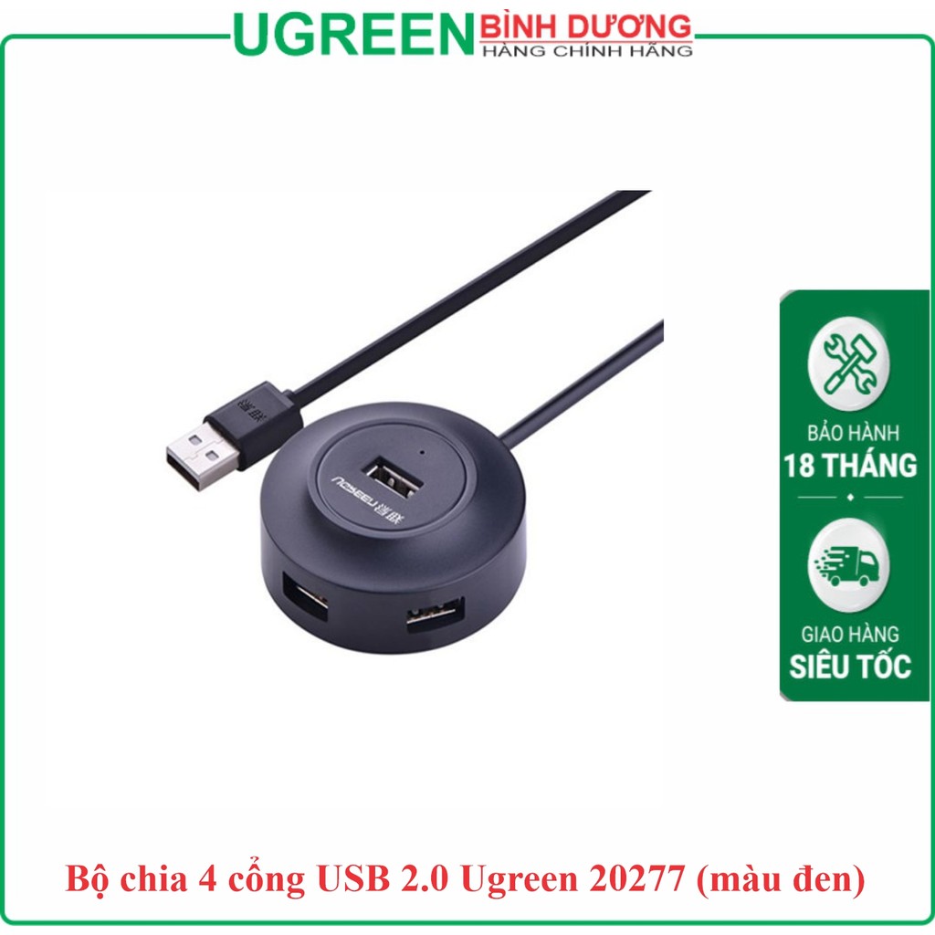 Hub chia USB 1 ra 4 cổng USB 2.0 Dài 1m màu đen Ugreen (20277)