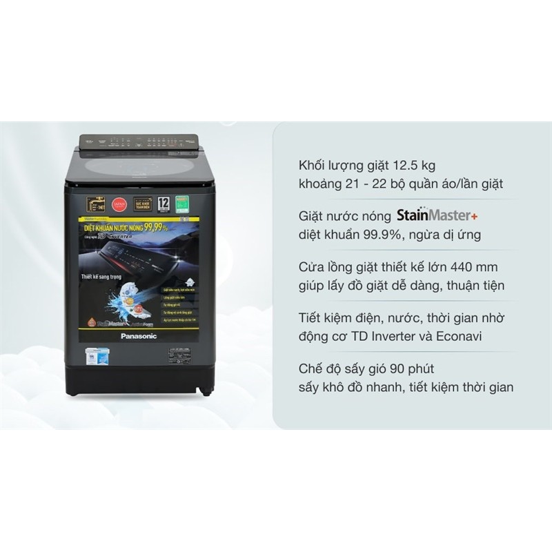 Máy giặt Panasonic Inverter 12.5 Kg NA-FD125V1BV - VIỆT NAM Phân phối chính hãng