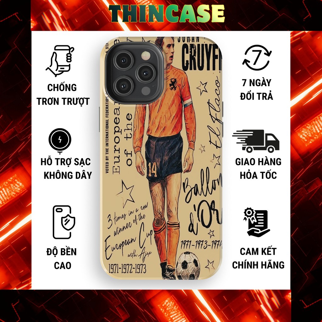 Ốp lưng iPhone Johan Cruyff phong cách cổ điển nhựa cứng bóng cho iphone 11-17 Pro Max Plus Xs chống