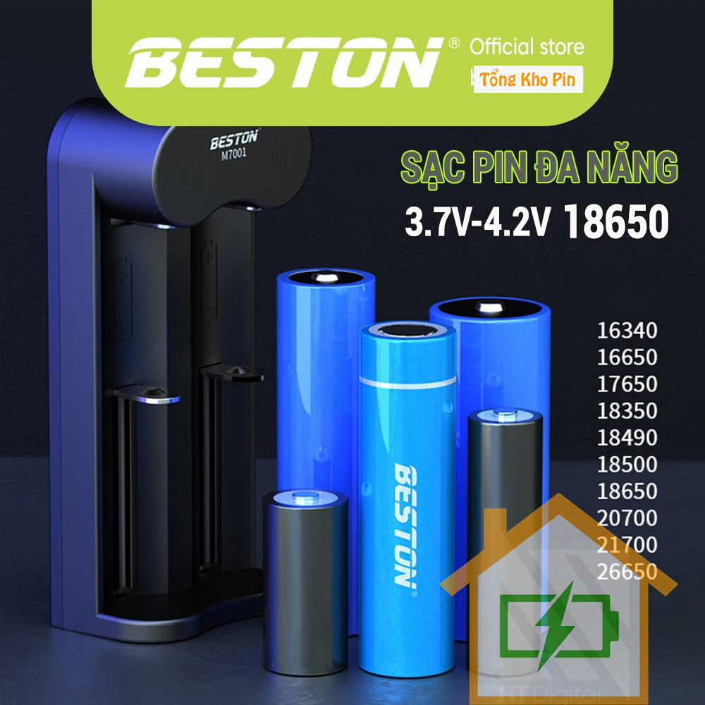 **Tổng Kho Pin:** Pin Beston 18650 3300mAh & sạc M7001 đa năng cho nhiều loại pin.
