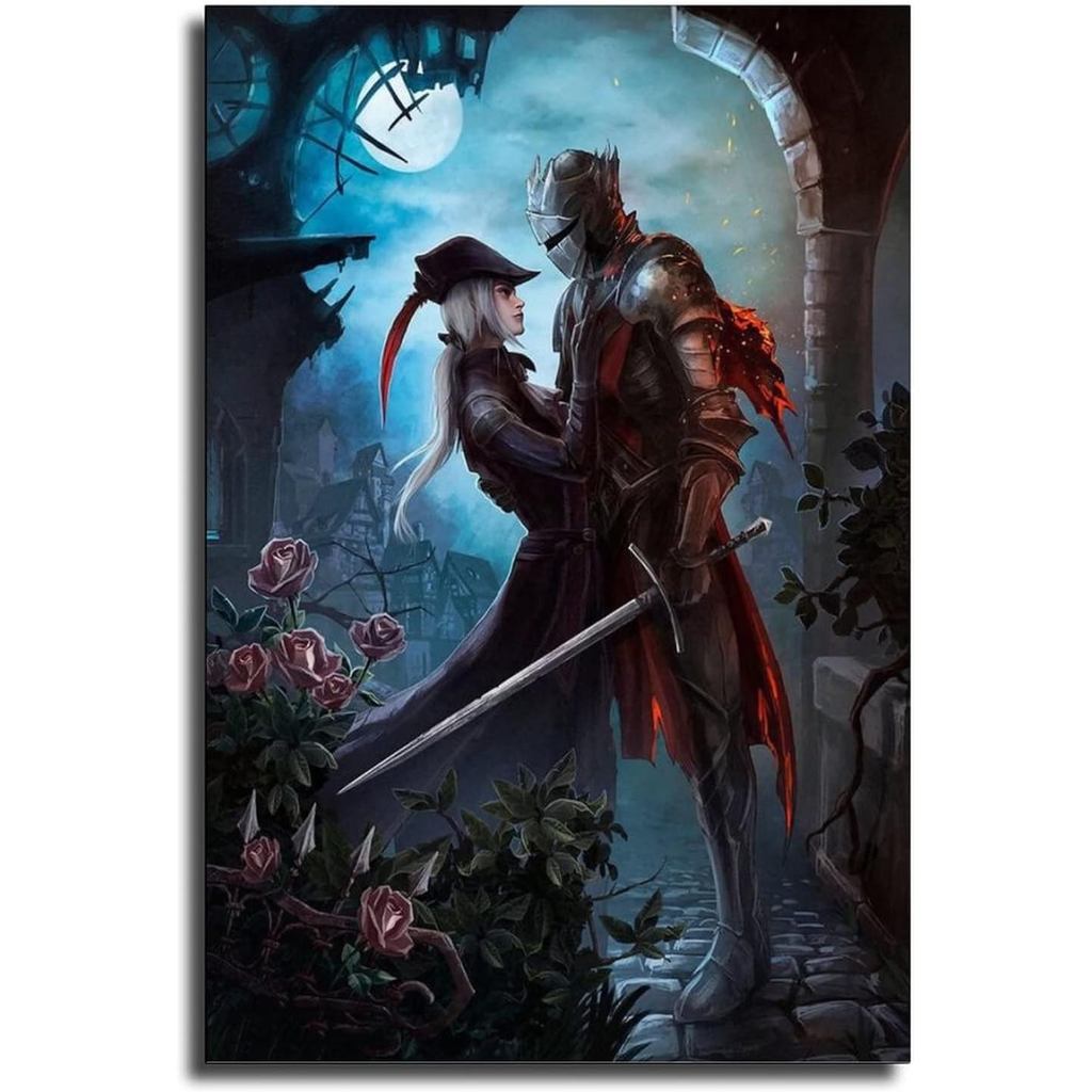 OSOLVE Bloodborne Lady Maria And Dark Of Souls of Cinder Canvas Art Poster Wall Art Picture Prints M