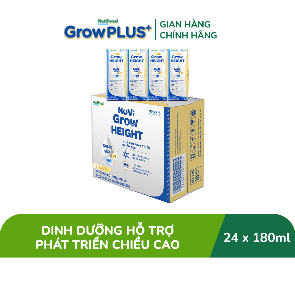 [Livestream BeyondK] Thùng 24 hộp SBPS Nuvi Grow Height vị chuối 1+ hỗ trợ phát triển chiều cao hộp 