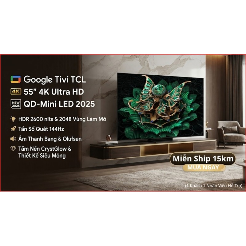 (CHÍNH HÃNG) - Google Tivi TCL QD-Mini LED AI 4K 55 Inch 55C7K 2025 - Việt Nam (LIKE NEW)