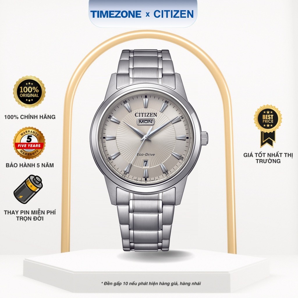 Đồng hồ Citizen Chính Hãng Eco-Drive 40mm Nam AW0100-86B Kính Khoáng Dây Kim Loại - TIMEZONEVN