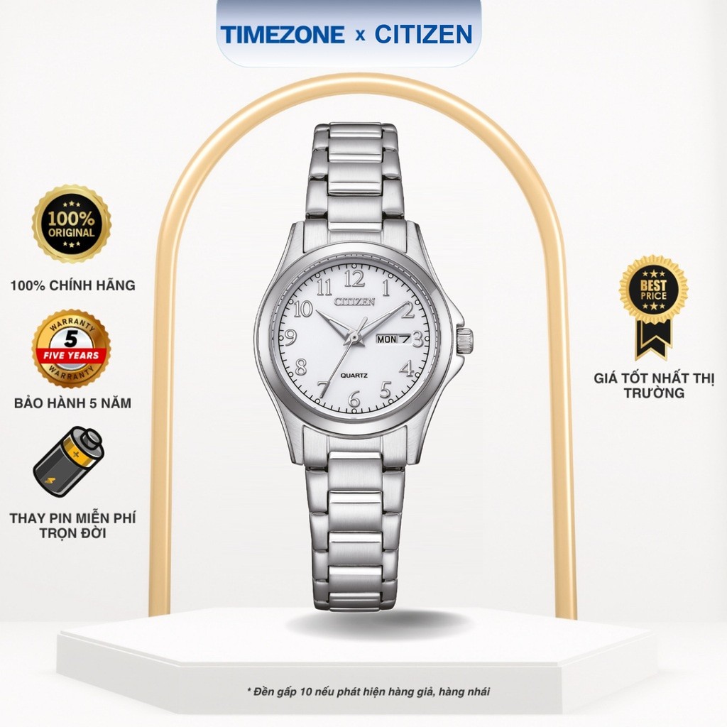 Đồng hồ Citizen Chính Hãng Quartz Nữ EQ0610-53A Kính Khoáng Dây Kim Loại - TIMEZONEVN