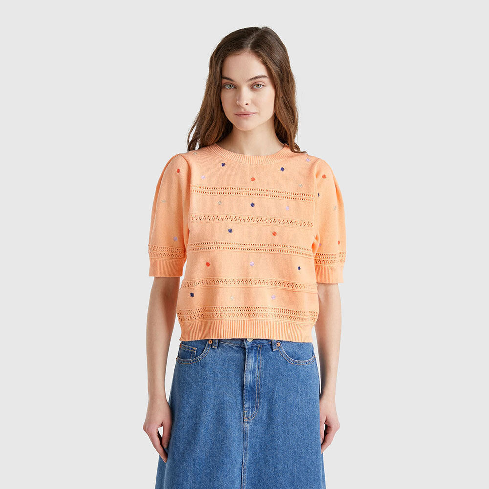 United Colors of Benetton - Áo Len Ngắn Tay Nữ Fashion Sweater - 10C1E10DO-194