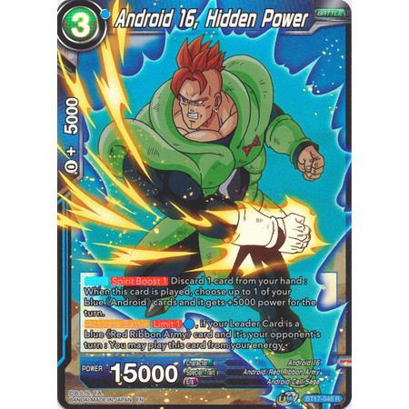 Thẻ Bài Dragon Ball Android 16, Hidden Power - BT17-048 - Rare Foil